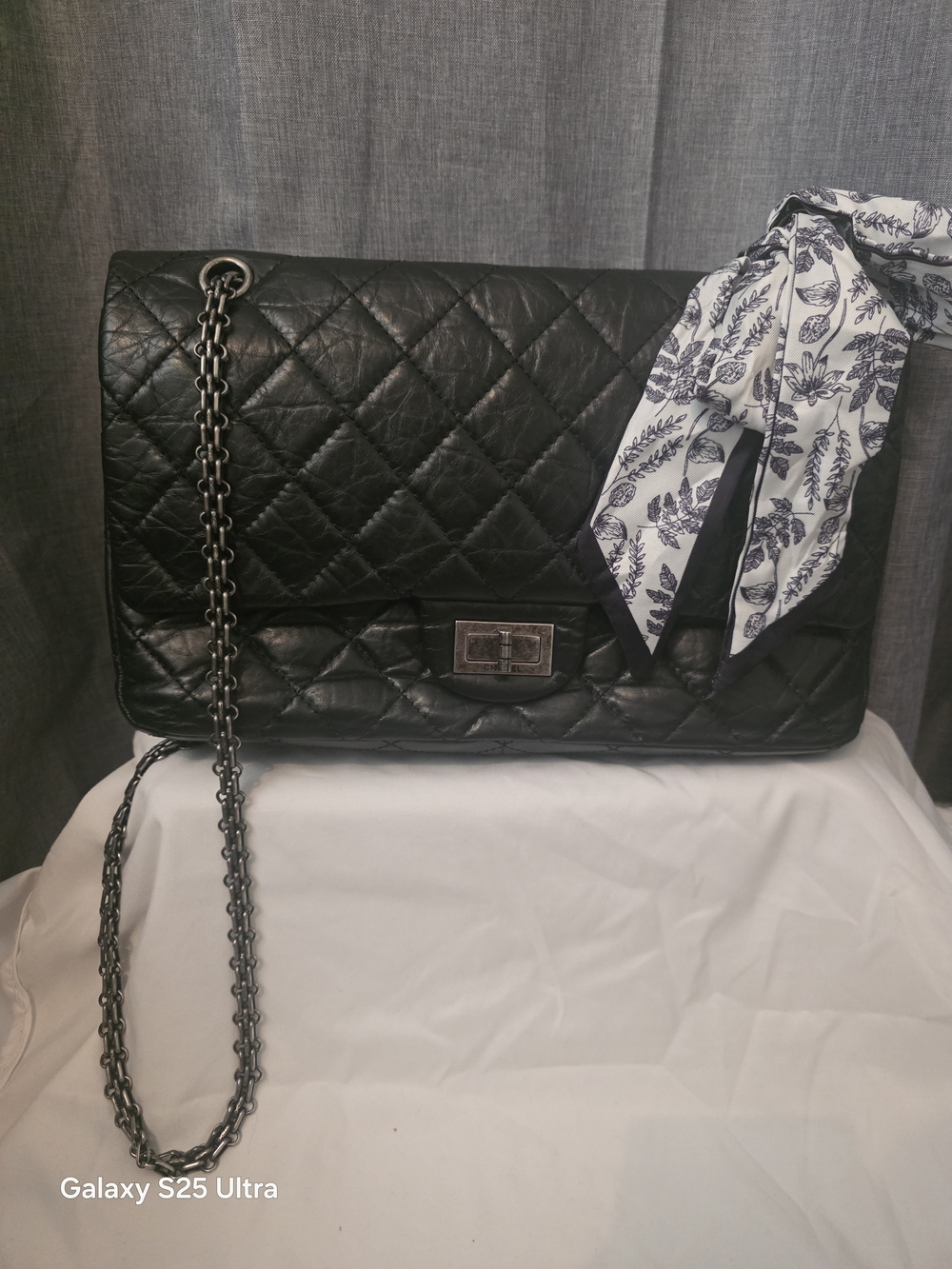 CHANEL Black Quilted Calfskin 2.55 Double Flap Bag